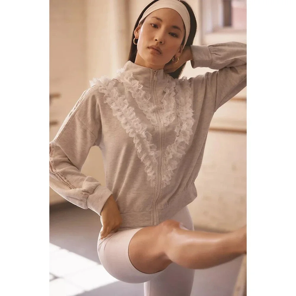 Daily Practice by Anthropologie Curveball Knit Jacket Women's Top Ivory S 288874